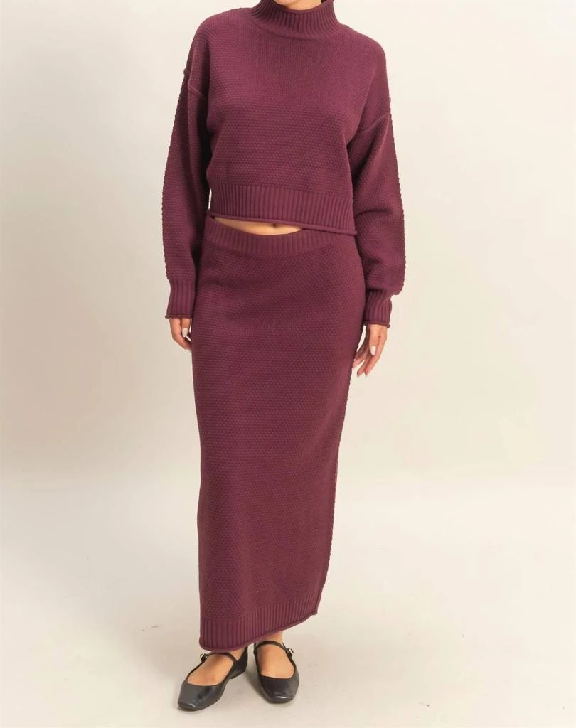 HYFVE Hyfve - Textured High Neck Sweater 
Skirt Set