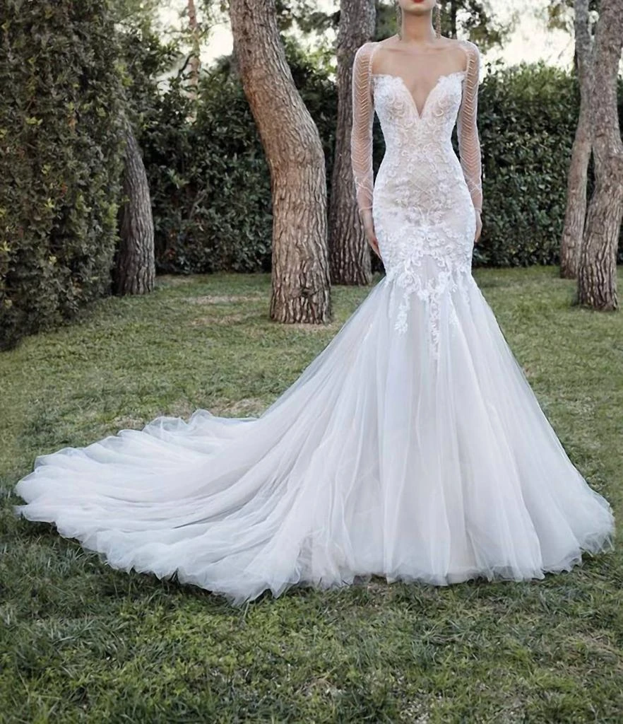 Demetrios Demetrios - Lace Embellished Fit N Flare Gown