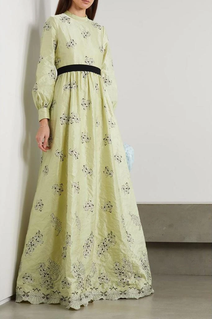 Erdem Kara belted embroidered satin maxi dress 2