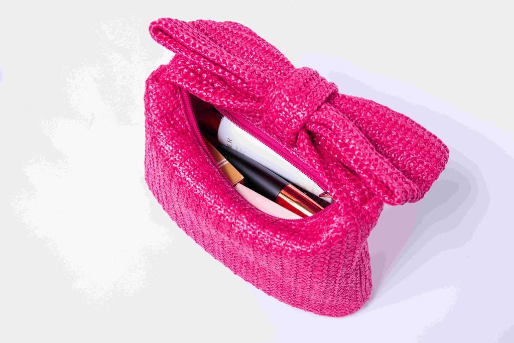 Little Trendy Little Trendy - Women's Bow Straw Handbag