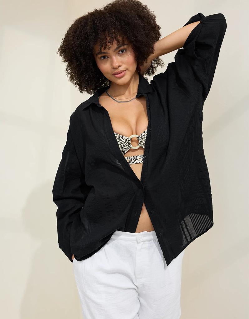 Aerie Aerie Seersucker Cover Up Shirt