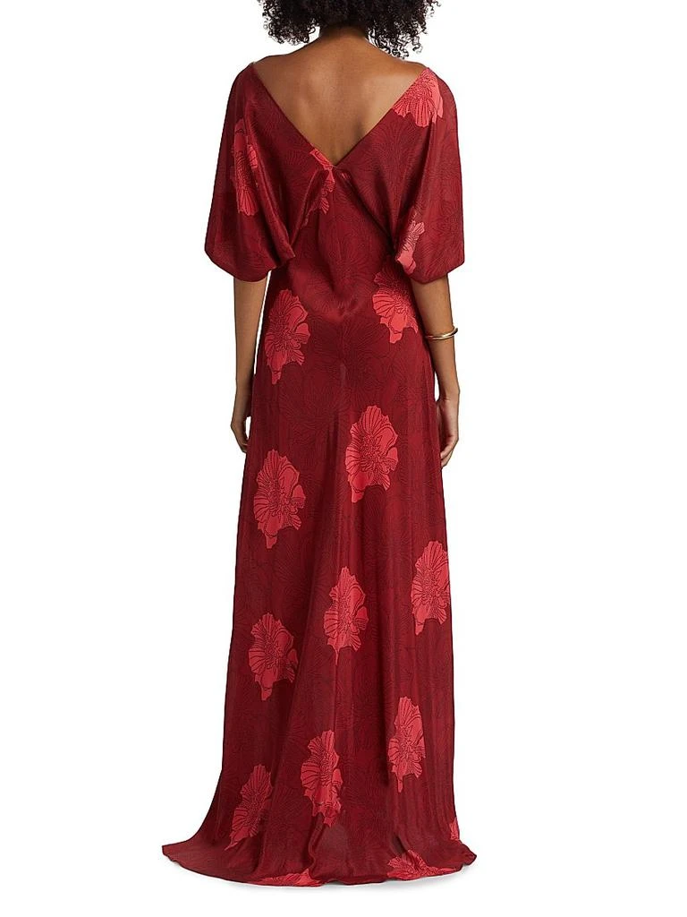 Eywasouls Malibu Grace Floral Silk Asymmetrical Bias-Cut Maxi Dress 5