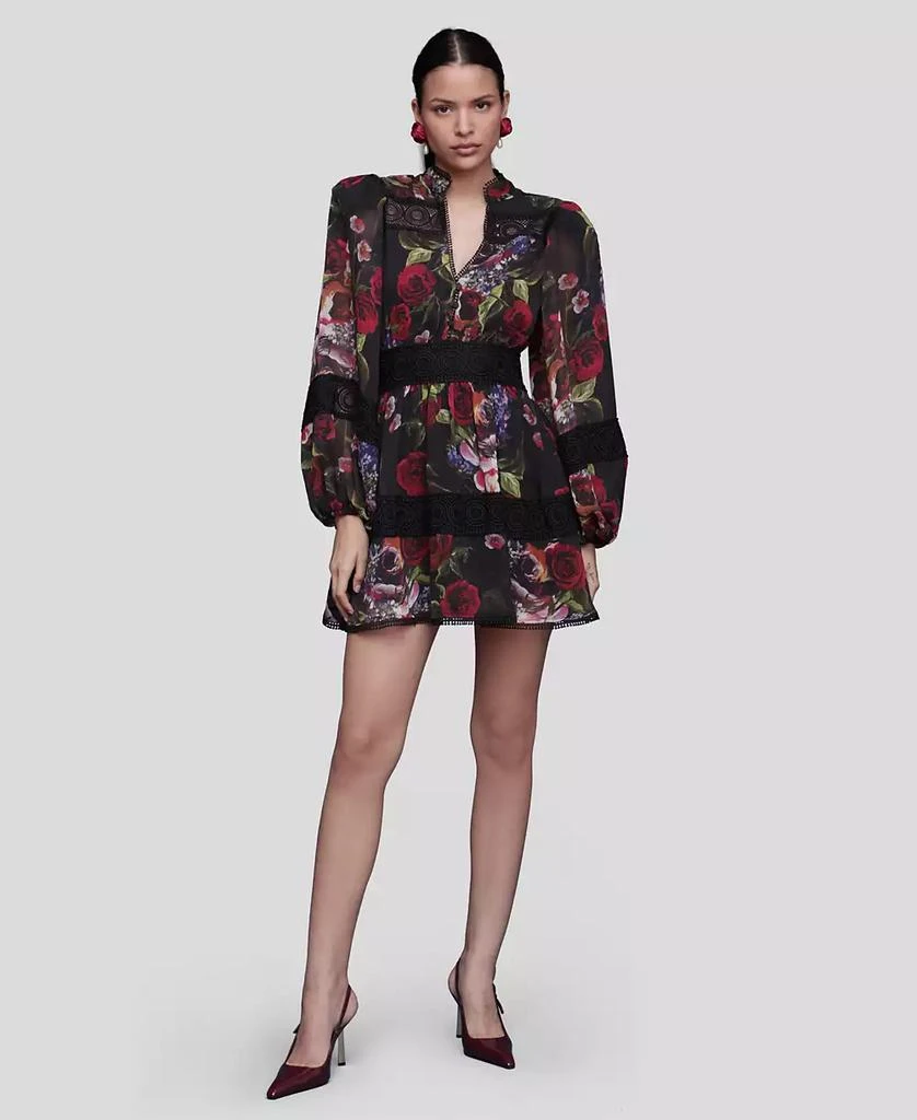 Avec Les Filles Women's Floral Lace-Trim Chiffon Dress 6