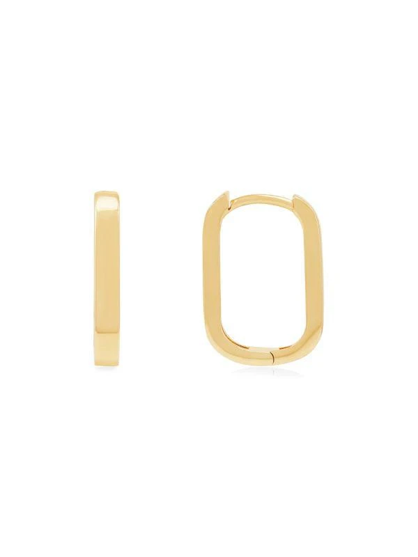 Saks Fifth Avenue 14K Yellow Gold Rectangle Huggie Earrings 1