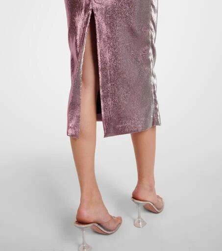 AREA Floral-appliqué lamé midi dress 5