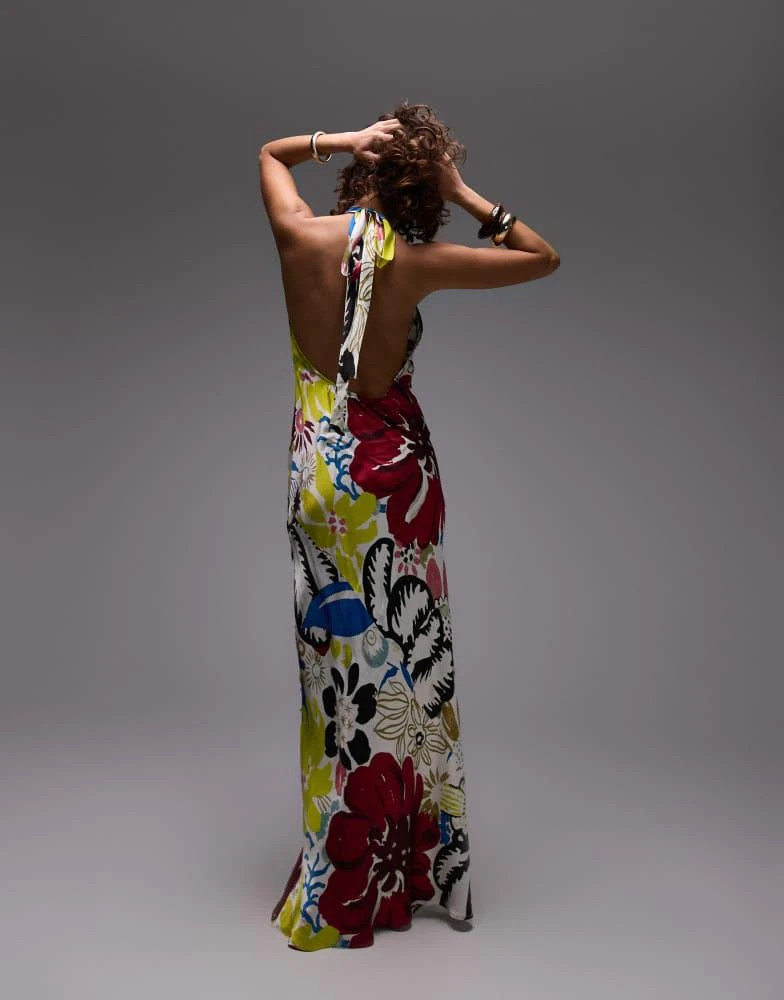 Topshop Topshop halter neck maxi dress in bold floral print 4