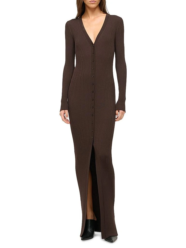 Staud Shoko Rib-Knit Long-Sleeve Maxi Dress 2