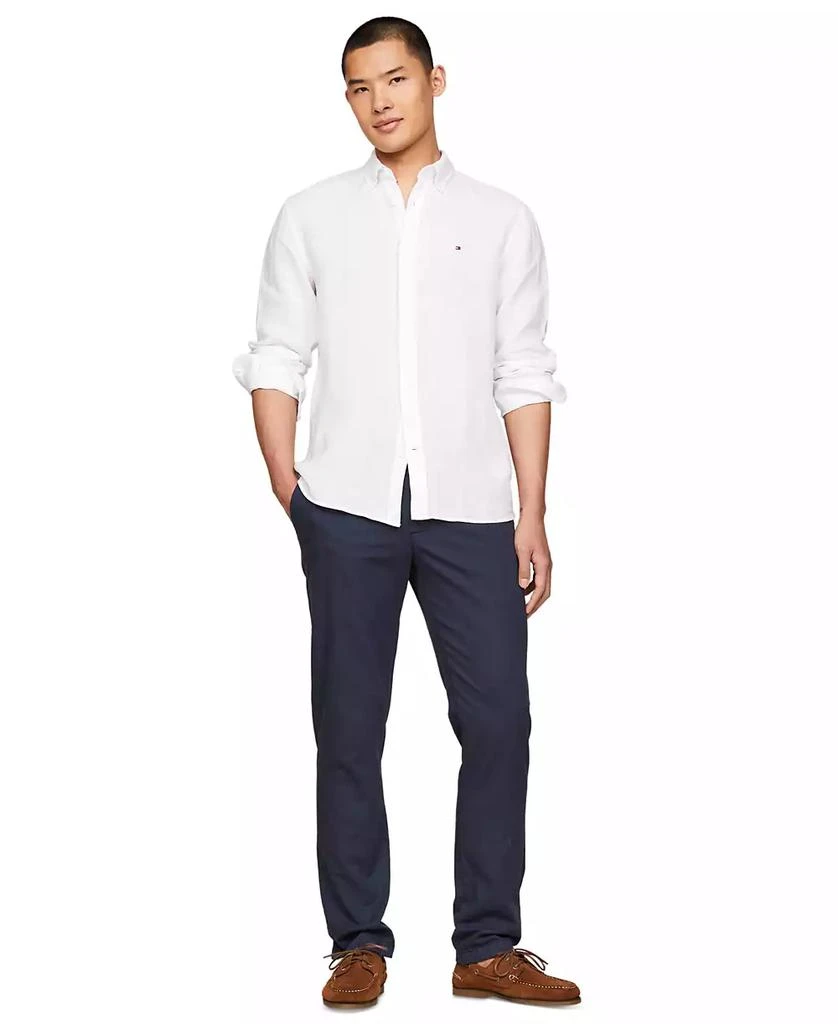 Tommy Hilfiger Men's Pigment-Dyed Linen Button-Down Long Sleeve Shirt 4