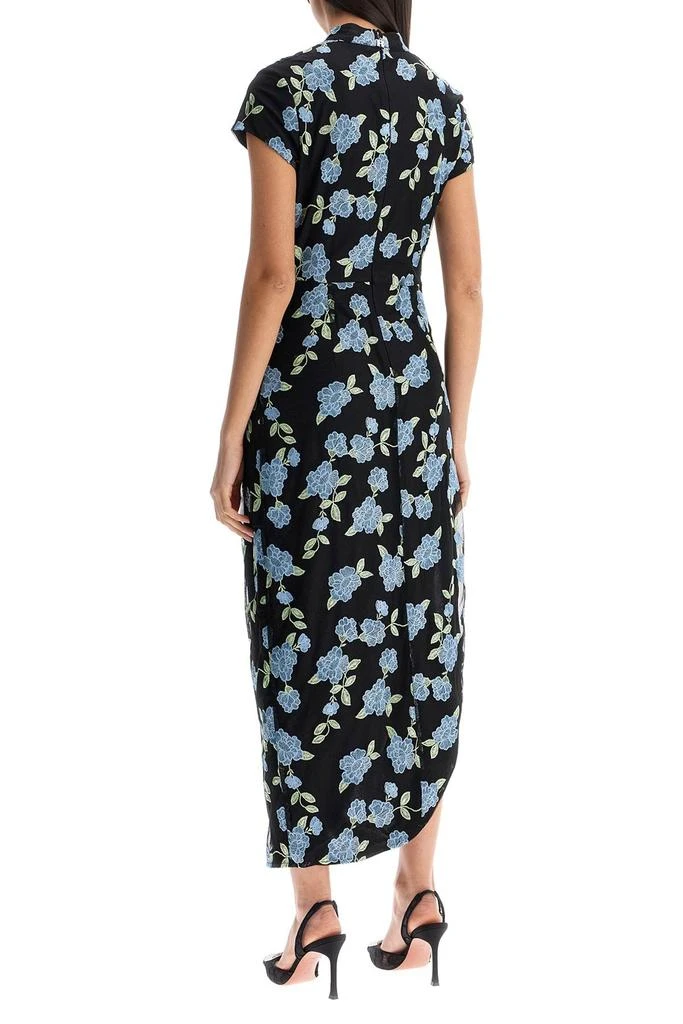 ROTATE Birger Christensen Asymmetrical Black Floral Mesh Midi Dress For Women For Special Events 3