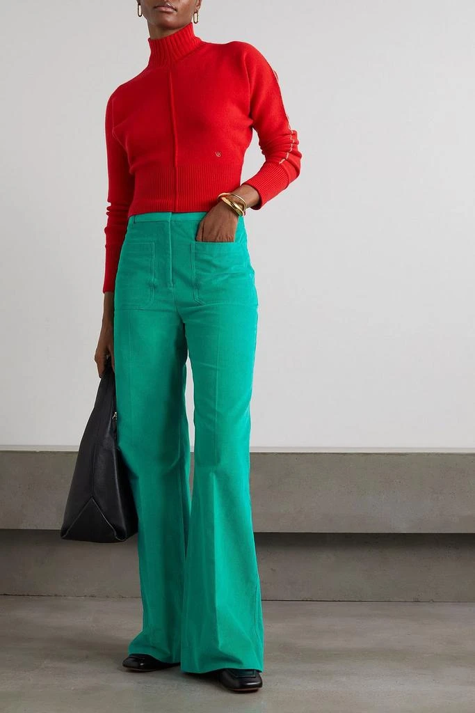 Victoria Beckham Alina embroidered cotton-corduroy straight-leg pants 2