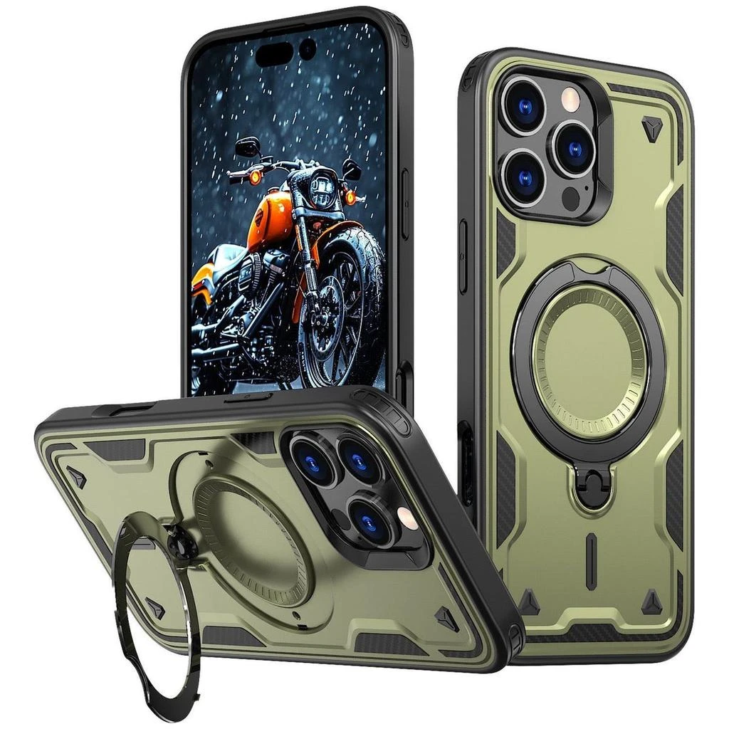 ENTRONIX Entronix [Magnetic] Case Compatible with iPhone 16 Pro - Rugged Armor Gripstand