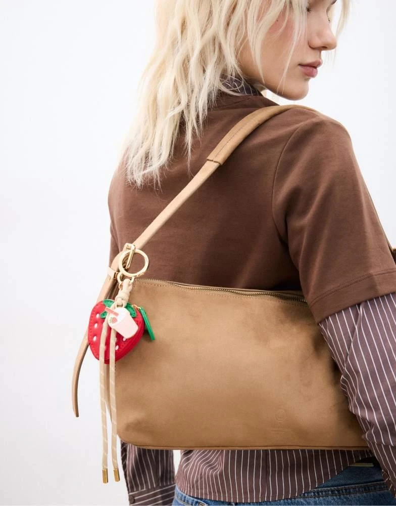 Stradivarius Stradivarius Strawberry charm key ring in red 2