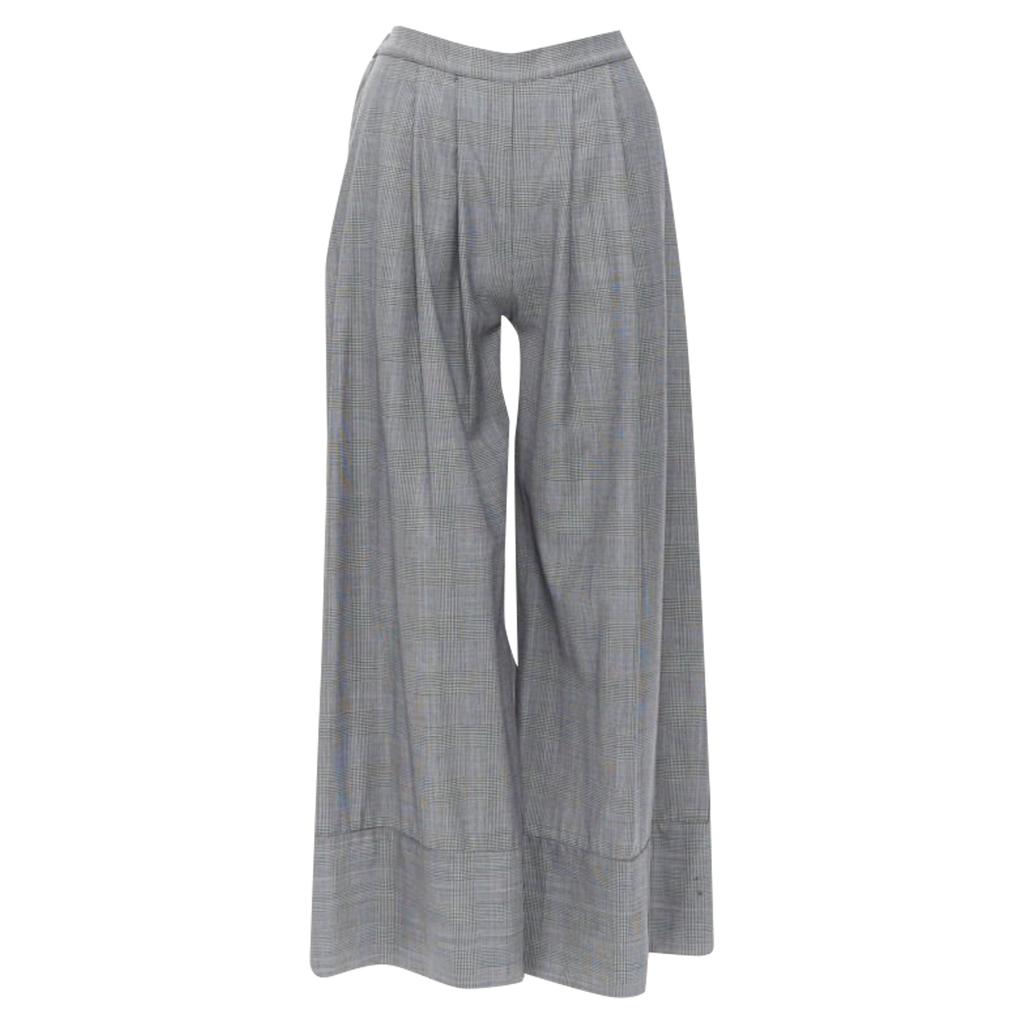 MICHAEL LO SORDO wool herringbone check wide cuff wide pants