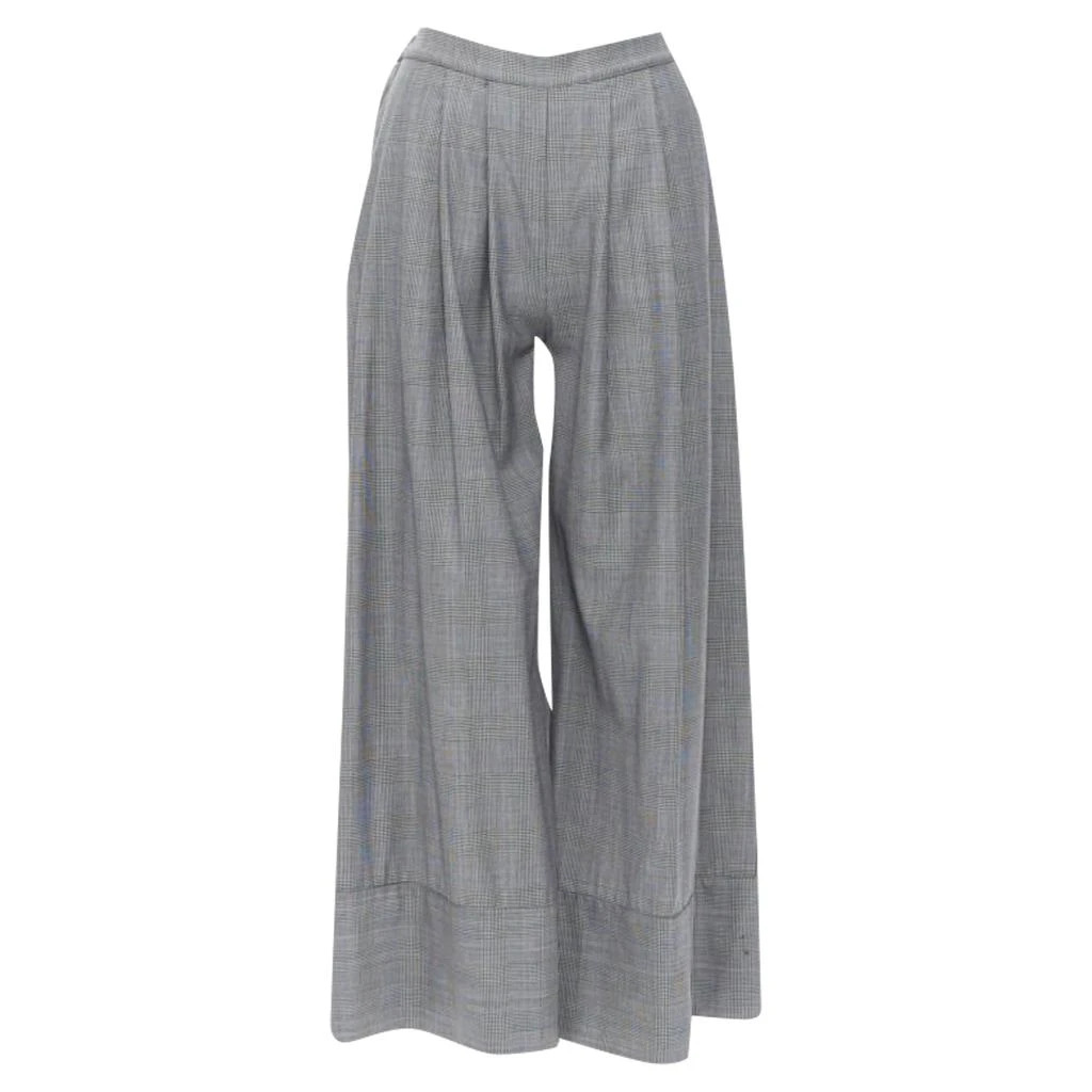 MICHAEL LO SORDO wool herringbone check wide cuff wide pants 1