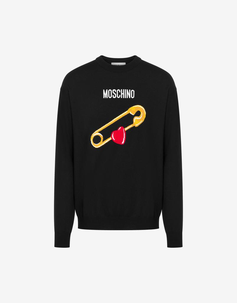 Moschino Cotton Pullover Heart Safety Pin