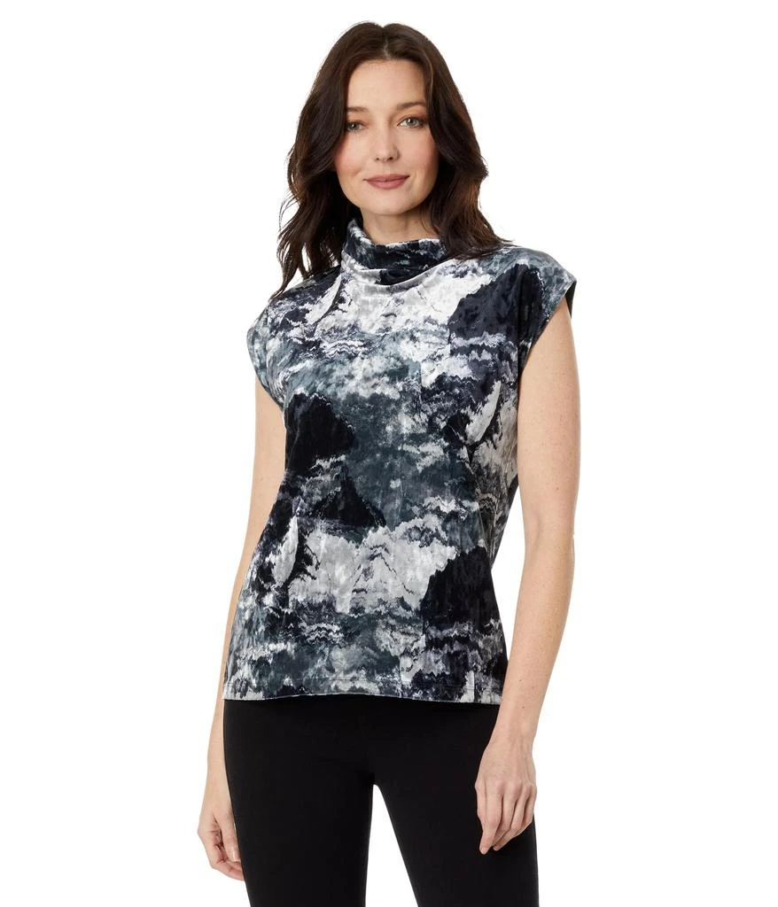 Elliott Lauren Galaxy Printed Velvet Sleeveless Turtleneck 1