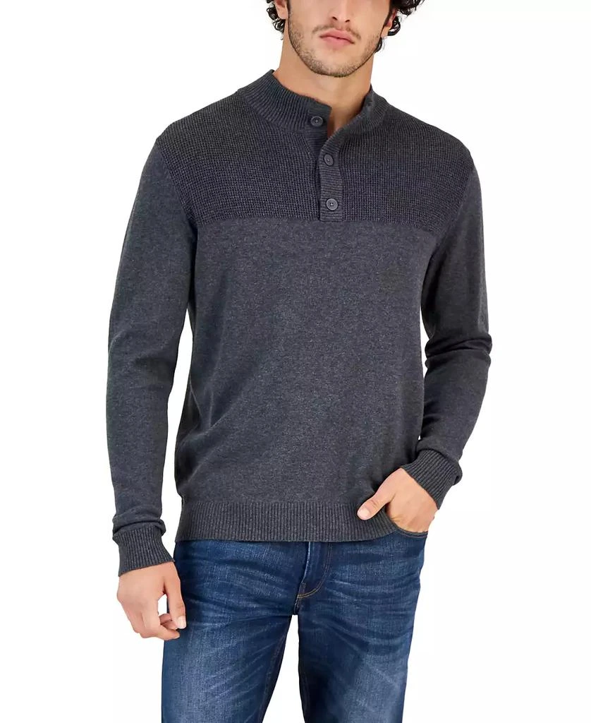 Club Room Men's Button Mock Neck Sweater, Created for Macy's 1
