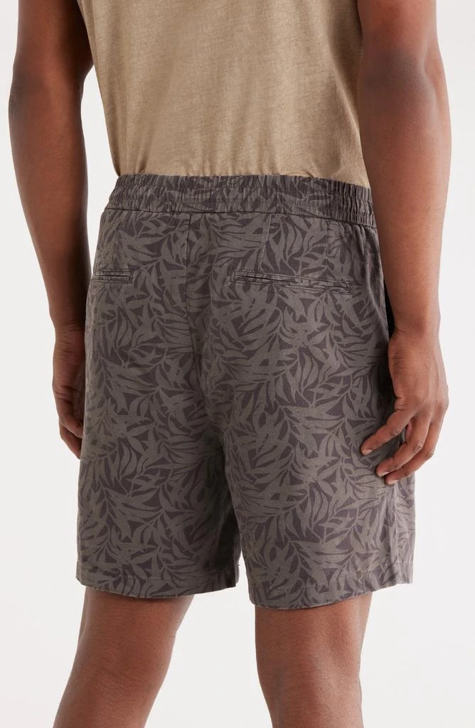 John Varvatos Daryl Leaf Print Cotton & Hemp Drawstring Shorts 2