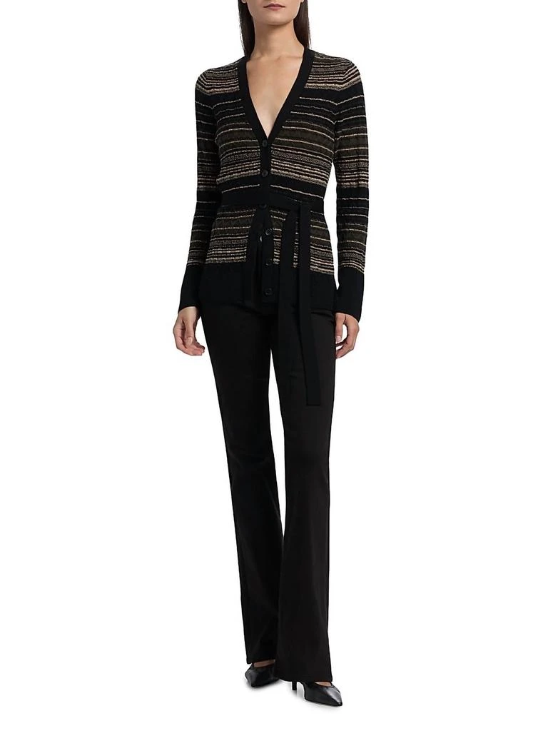 Ramy Brook Michelle Stripe Cardigan In Deep Olive 3