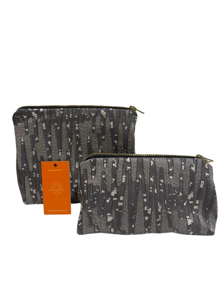 Sunsets of Naples Make Up Bags Set In Grey Shape