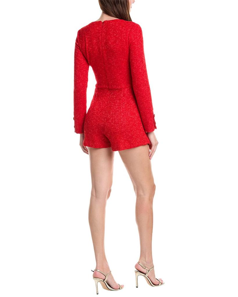 Black Halo Demi Tinsel Tweed Romper