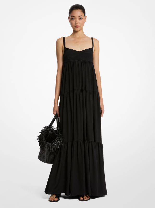 Michael Kors Organic Crepe De Chine Tiered Maxi Dress