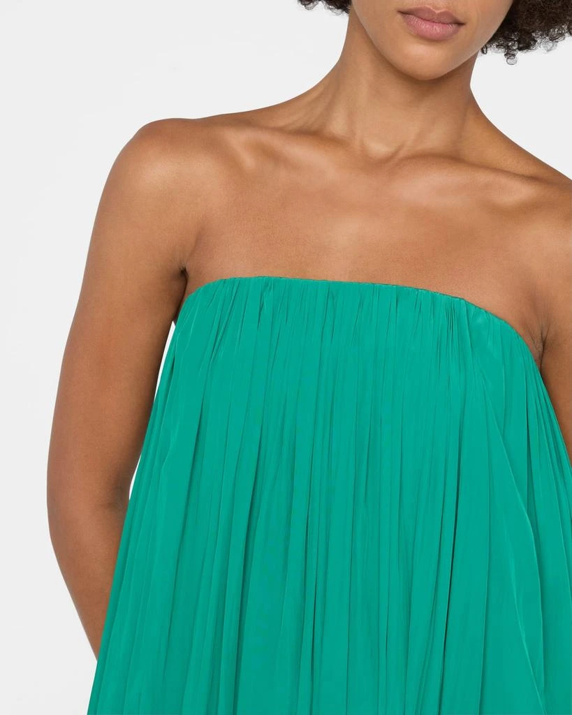 green emerald velvet dress Edel Olive Satin Strapless Maxi Dress With Drape – Club L London main image 0