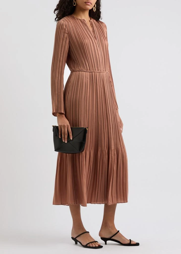 Vince Pleated satin midi dress 4