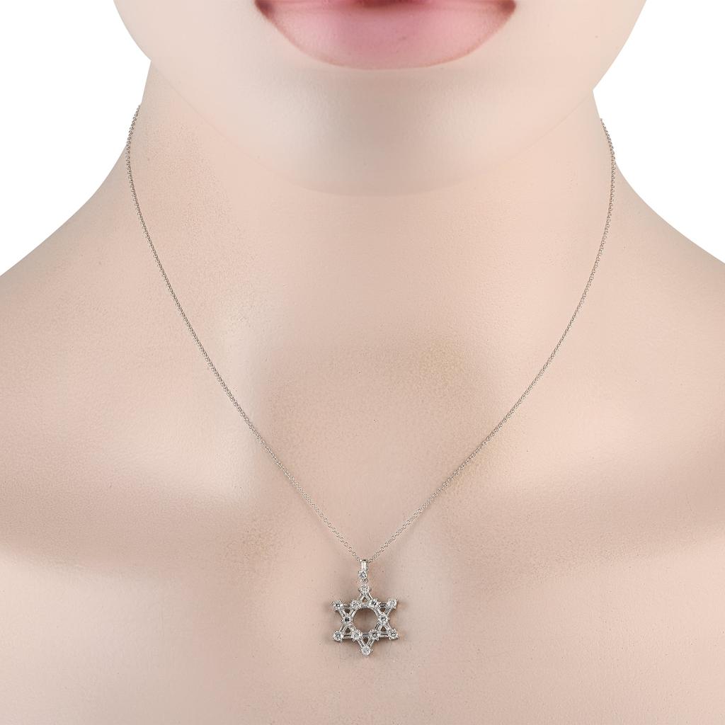 Non Branded 14K White Gold 0.57ct Diamond Star of David Necklace PN15343-W