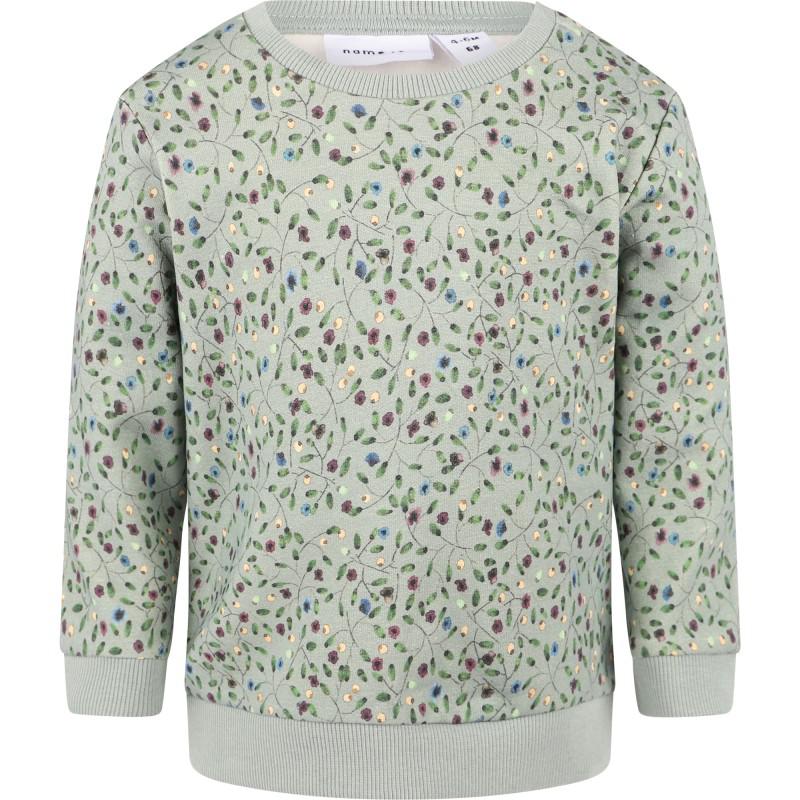 NAME IT® Floral print sweatshirt and sweatpants set in dusty green