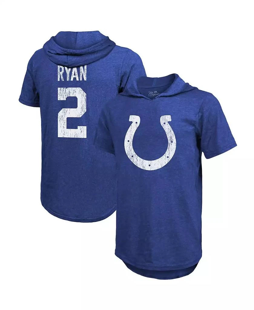Majestic Men's Threads Matt Ryan Royal Indianapolis Colts Player Name & Number Short Sleeve Hoodie T-shirt 1
