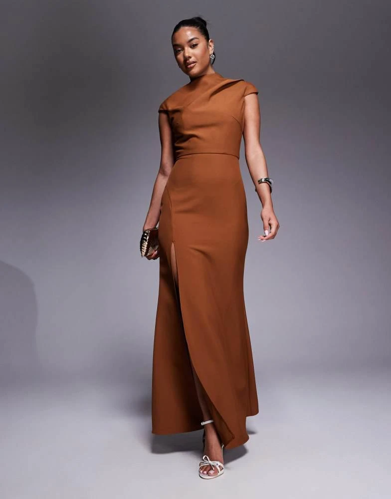 knee length dresses for ladies Jasmine Halter Midi Dress ~ Copper Luxe Satin XXL