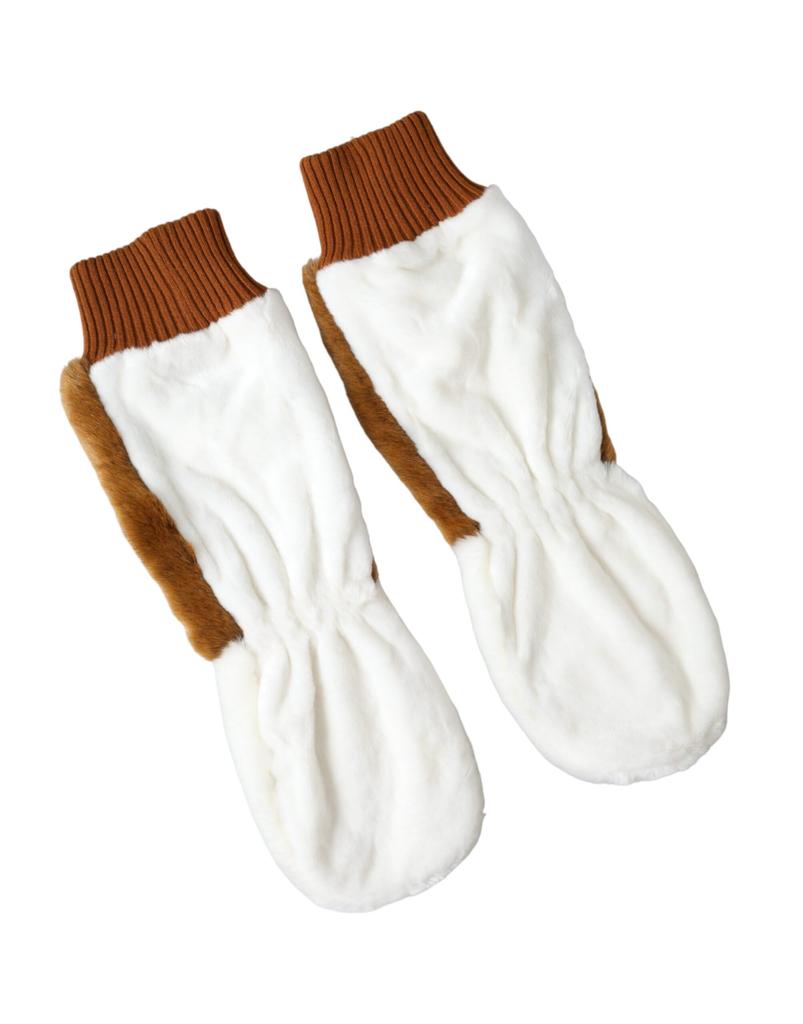 Dolce & Gabbana Acrylic Knitted Fur Mitten Women's Gloves