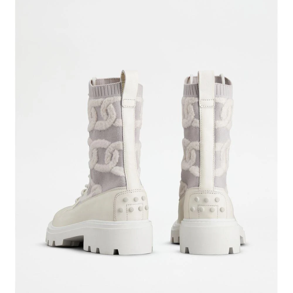 Tod
s Kate Combat Boots in Fabric and Leather 3