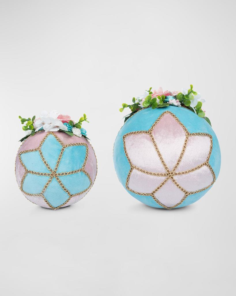 Katherine's Collection Hearts and Wonderland Fabric-Covered Eggs, Set of 2