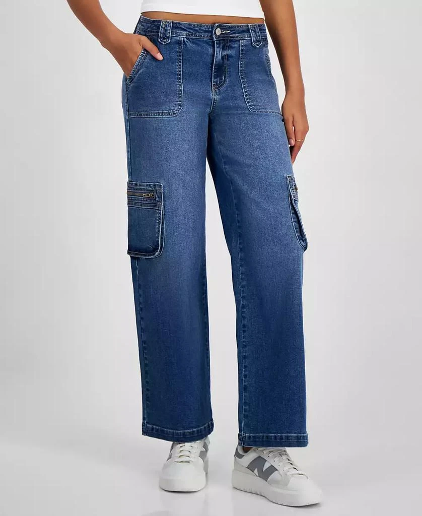Celebrity Pink Juniors' Mid-Rise Wide-Leg Cargo Jeans 3
