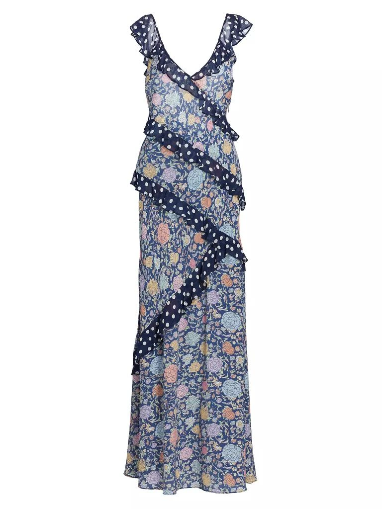Rixo Gail Floral Ruffle Maxi Dress 1