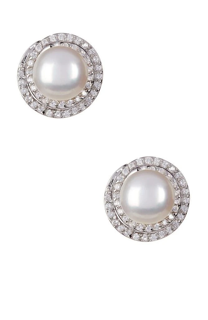 Splendid Pearls 8.5-9mm Cultured Freshwater Pearl Double Halo Pendant Necklace & Earrings Set 4
