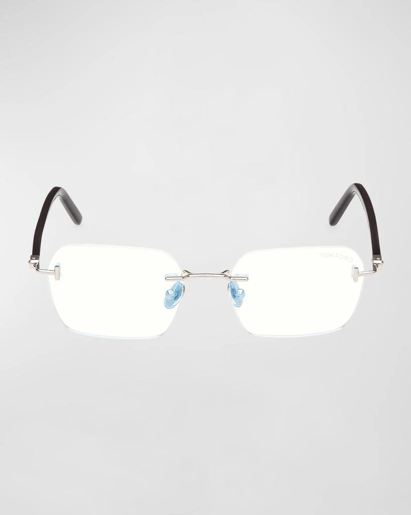 Tom Ford Men's Rimless Rectangle Blue Light-Blocking Glasses 3