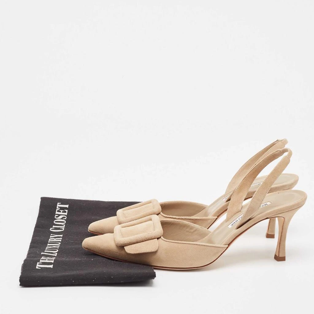 Manolo Blahnik Manolo Blahnik Beige Suede Maysli Slingback Pumps Size 39 9