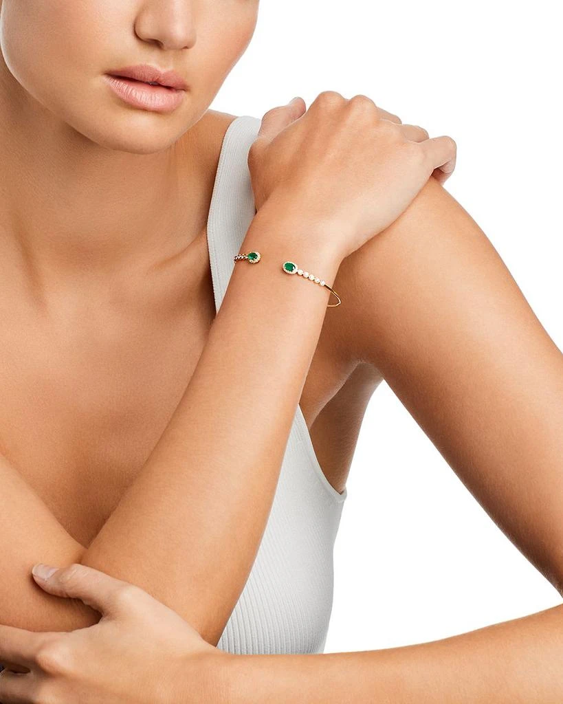 Bloomingdale's Emerald & Diamond Cuff Bangle Bracelet in 14K Yellow Gold 2