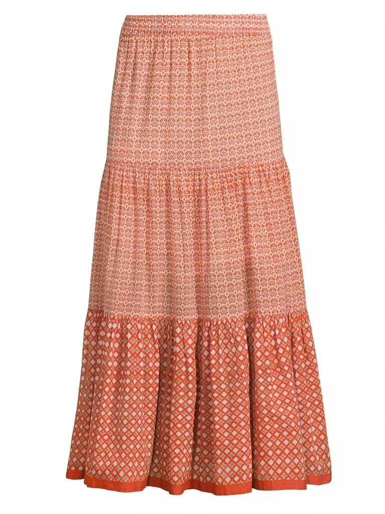 Ro's Garden Frilly Tiered Cotton Maxi Skirt 1