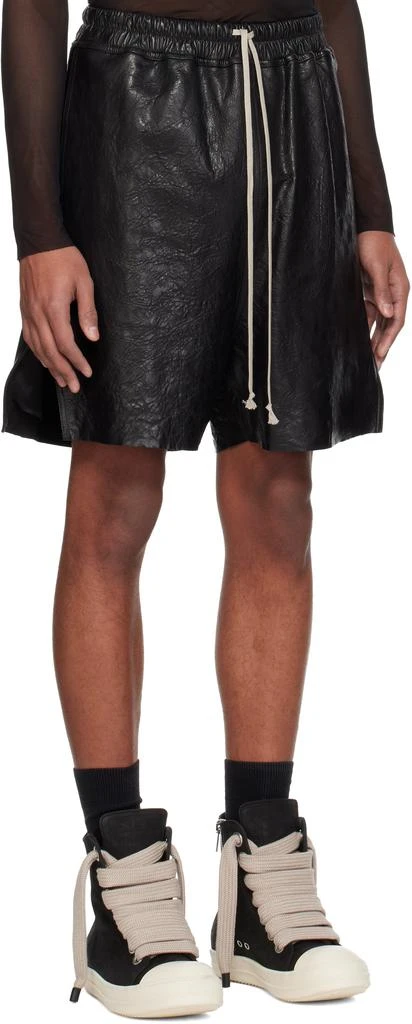 Rick Owens Black Temple Boxer Leather Shorts 2
