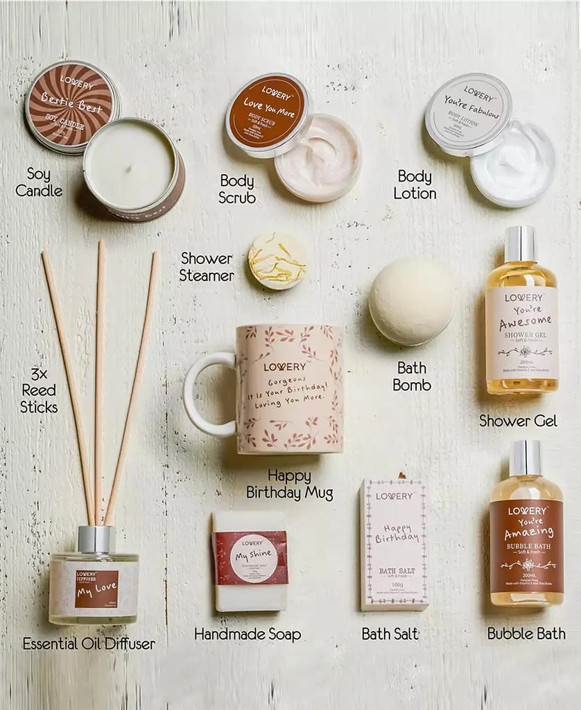 Lovery Birthday Gift Basket, Birthday Spa Gift Box, Coconut Body Care Gift Set, 15 Piece 2