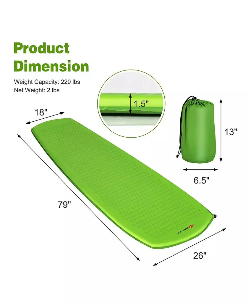 Costway Inflatable Sleeping Pad, Self Inflating Camping Mattress 3