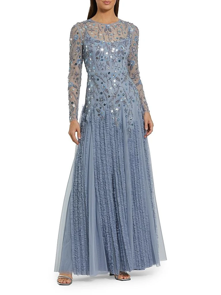 Mac Duggal Evening Beaded Mesh Gown