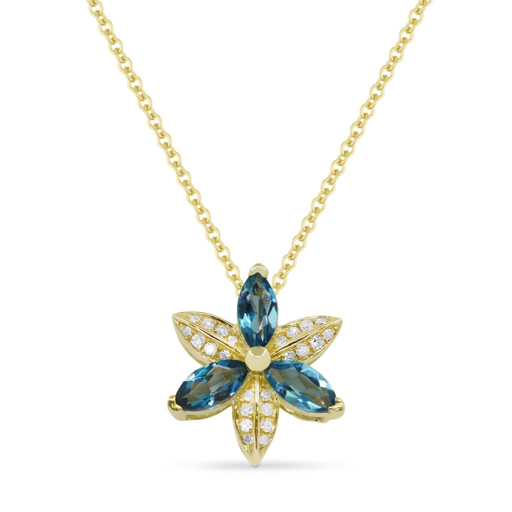 SSELECTS 0.45Ct London Blue Topaz 16"pendant Necklace In 14K Yellow Gold