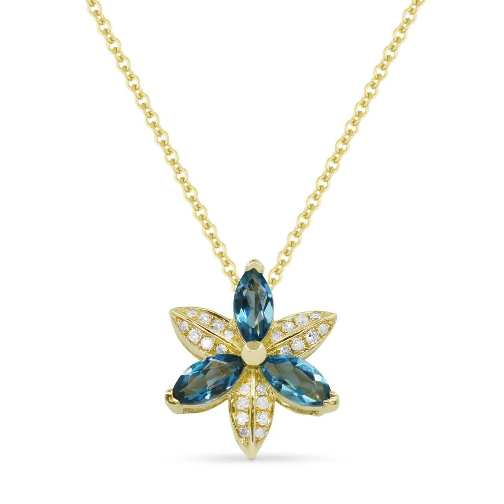 SSELECTS 0.45Ct London Blue Topaz 16"pendant Necklace In 14K Yellow Gold 1