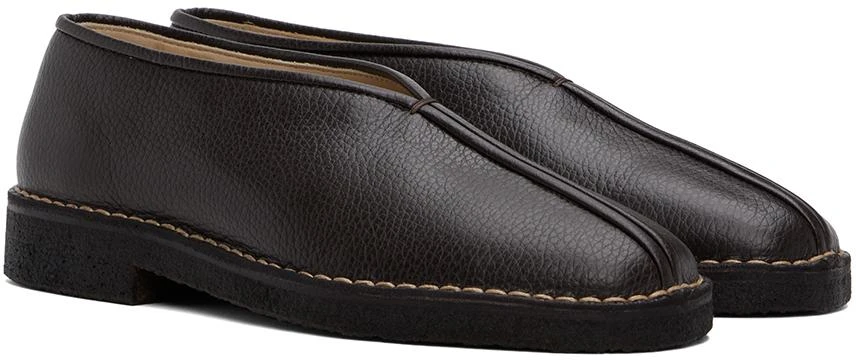 Lemaire Brown Piped Crepe Slippers 4