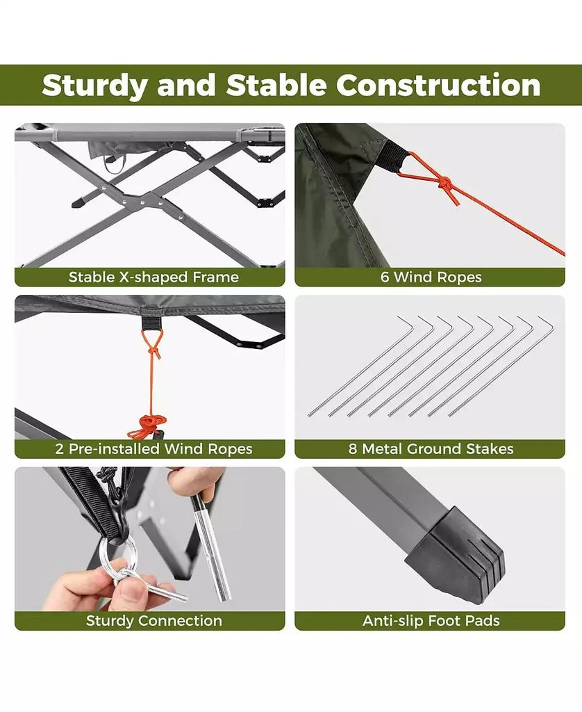 Mecale 2-Person Foldable Camping Cot Tent Combo, Off-Ground Sleeping Shelter for Adults 9